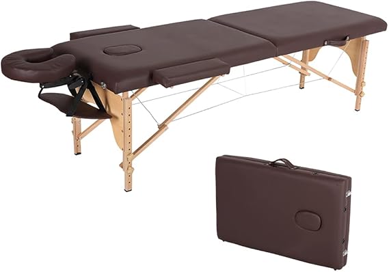 Massage Table Portable Massage Bed Spa Bed 84 Inch Height Adjustable Professional Portable Folding Massage Table, Spa Table Facial Cradle Salon Bed Tattoo Bed (2-Fold Coffee)