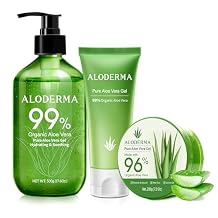 Aloderma Aloe Vera Gel Set, 3 Pieces - 500g Aloe Vera Gel, 200g Aloe Gel, 114g Aloe Gel