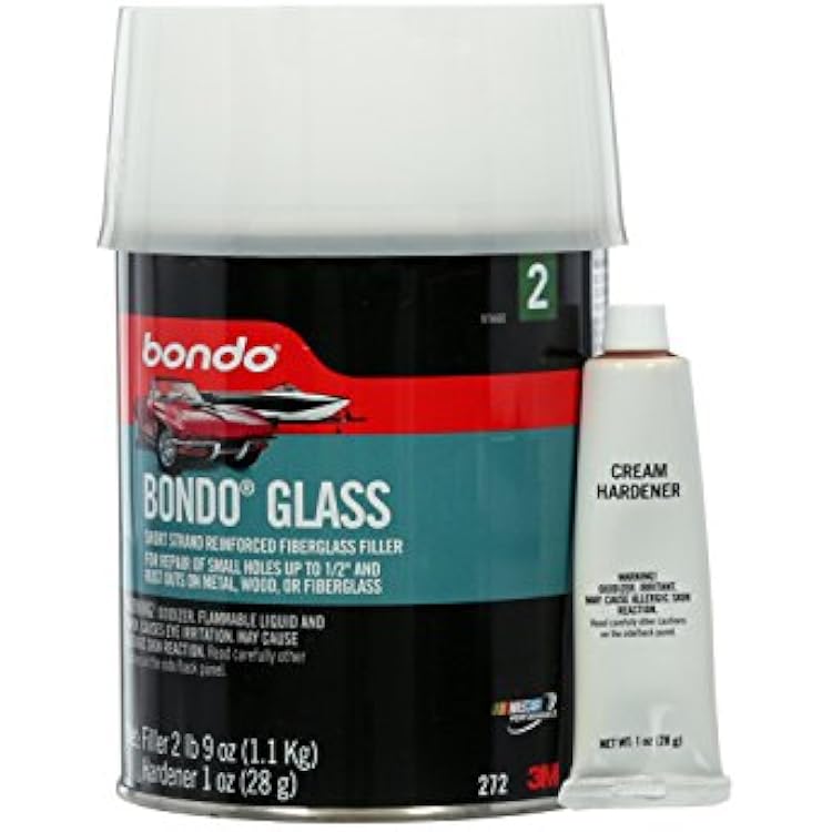 Bondo Glass Short Strand Reinforced Fiberglass Filler,Stage 2, 2.56 Oz Filler and 1 Oz Cream Hardener