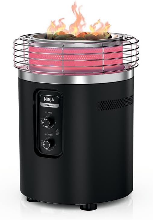 Ninja Fireside360 Fire Pit & Heater, 80,000 BTU, 3 Modes, Push Start, Black
