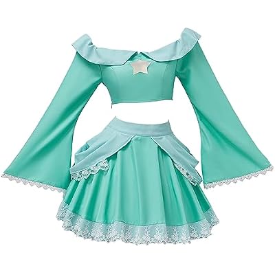 Willyacos Princess Costume Adult Blue Dress Sexy Princess Cosplay Costume Outfit Top Skirt for Teen Women