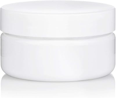 JUVITUS 12 pack 2 oz White Plastic Low Profile Shallow Jar with White Smooth Lid