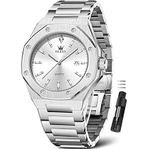 OLEVS Mens Luxury Watches Stainless Steel Dress Watches for Men,Octagon Large Wrist Analog Quartz Watch,Fashion Waterproof Man Watch GoldBlackSilverBlueBrown Dial Relojes para Hombres