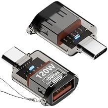 USB C to USB Adapter (2 Pack), USB to Type C Adapter, USB 3.2 Gen2 10Gbps High-Speed OTG Cable Converter, Compatible with MacBook Pro/Air, iPhone 17/16/15, Samsung Galaxy, Translucent Black
