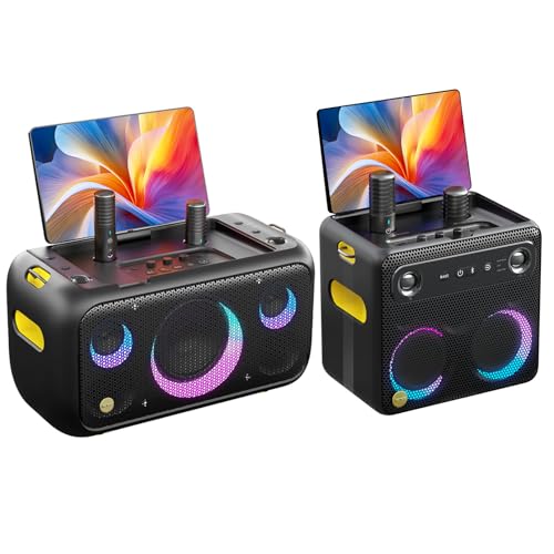 Karaoke Machine for Adults - with Lyrics Display, Break X1 and Break X2 Bundle, Truly All in One Karaoke Machine with 2 Wireless Microphone Hidden & Self Charging, Karaoke Speaker for Any Occasion