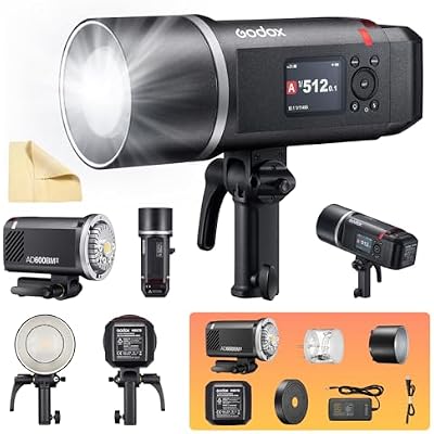 Godox AD600BM II Upgraded Godox AD600BM Bowens Mount 600Ws GN87 HSS Outdoor Flash Strobe,18000s HSS Speedlite Monolight with 40W Modeling Light,Color Group Indicator,0.01~1.9s Recycle Time
