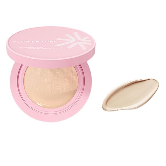 Flower Lure Cushion Foundation, Lightweight Hydrating, Oil Control, Full Coverage, Long Lasting, Matte Dewy Finish, Transfer-Proof for Dry & Oily Skin (Pink Y01, 14G)