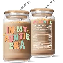 Mothers Day Gifts for Auntie from Niece - Birthday Christmas Day Gifts for New Auntie, To Be Auntie, Aunt Announcement, Promoted To Aunt - 16 Oz Can Coffee Glass