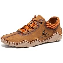 Mens Casual Shoes Fashion Sneakers Leather Oxfords Work Shoe Sneaker for Men Driving Loafers Shoes Slip On Flat Loafers Boat Shoes Moccasins Lightweight Soft Comfort Lace up Hand Stitching Ankle Boots