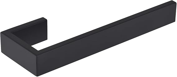 TASTOS Black Hand Towel Holder Bath Towel Bar Bathroom Towel Ring, Wall Mount, Modern Style (Matte Black)