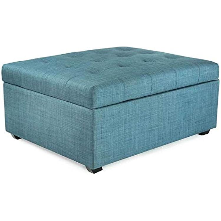 SpaceMaster iBed Convertible Ottoman with Fold Out Hideaway Guest Bed, Blue