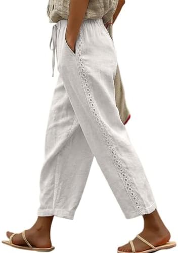 Acelitt Women Casual Lightweight Drawstring Elastic Waist Pants with Pockets, S-XXL