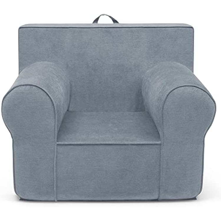 Delta Children XL Cozee Foam Chair - Perfect Size for Kids Ages 18 Months - 12 Years, Denim Blue