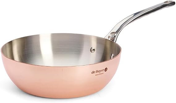 De Buyer Deep Frying Pan 24 cm Copper Brown 52.6 x 26.19 x 13.21 cm