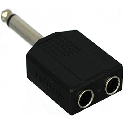 CESS 6.35mm 14 Inch Mono Male to 2 Female Splitter Adapter - 14 TS Male to Dual TS Female 2 Pack