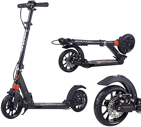 Adult Kick Scooter - Ultra Wide Big Wheels, Disc Handbrake, Foldable & Height Adjustable, 330lbs Capacity Commuter Scooter for Teens & Unisex Riders