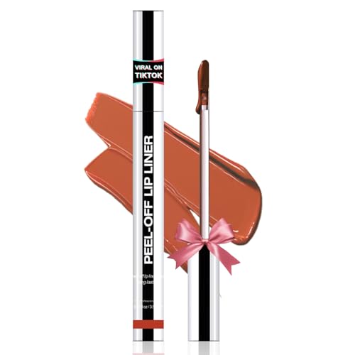 Lip Stain - Peel Off Lip Liner, Long Lasting Lip Liner with Matte Finish, Waterproof & Transfer Proof Lip Gloss, Non-Stick Cup & Highly Pigmented Color, Easy to Use for All Skin Types Coral