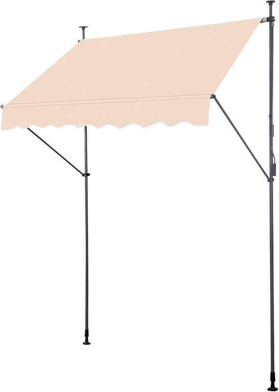 Manual Retractable Awning,Adjustable Patio Awnings Side Awning,Sunsetter Retractable Awning,Patio Awning Retractable for Deck,Garden,Restaurants (Khaki, 78.7" D x 47.2" W x(78.7-118.1)" H)