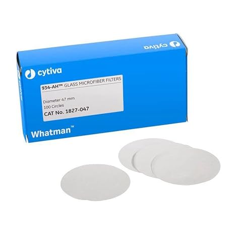 Whatman 1827-042 Glass Microfiber Binder Free Filter, 1.5 Micron, 3.7 s/100mL Flow Rate, Grade 934-AH, 4.25cm Diameter (Pack of 100)