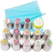 Dr.Pedi 15 Pcs Christmas Decorations Piping Bags and Tips Set 13 Piping Tips Set Icing Tips Icing Piping Nozzles Set Frosting Bags Ties Cupcake Decorating Kit