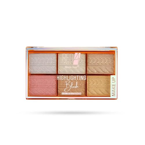Highlighting Blush | Highlighter and Eyeshadow Palette | 6 Shimmery Shades | Highly Pigmented and Blandable | Waterproof Highlighter Palette 01, 12GM