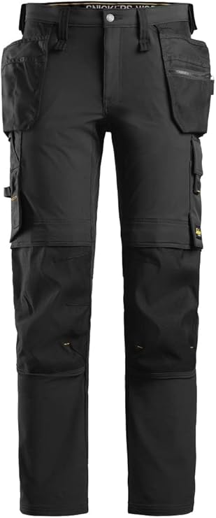 Snickers Workwear U627104043832 AllroundWork Full Stretch Work Pants + Holster Pockets (Black/Black) - 38/32