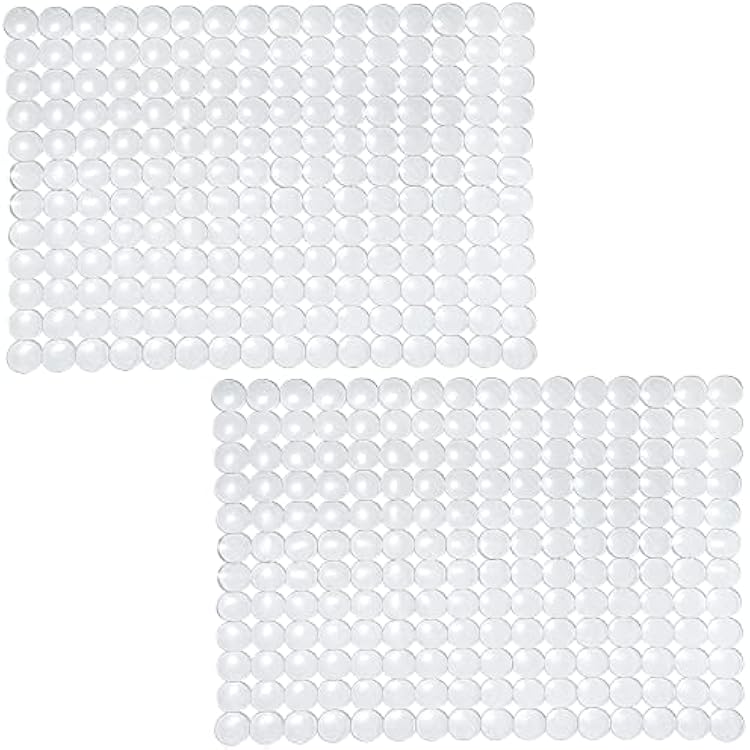 Coopay 2 Pack Kitchen Sink Mat Plastic Protect Mat PVC Eco-Friendly Kitchen Adjustable Stainless SteelPorcelain Dish Drying Pad Protector for Bottom of Sink, 15 x 11 Inches Clear