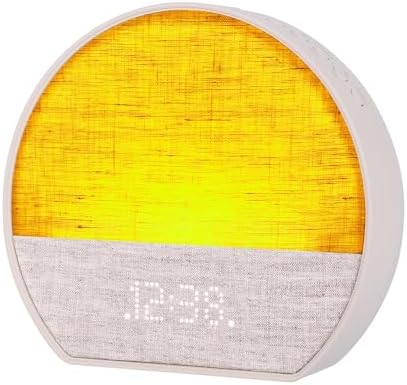 Emerson CKSS7801WM Sunrise Smartset Alarm Clock with White Noise, 4 Soothing Sounds and 2 Wake up Sounds, 8-Color Dimmable LED, Bluetooth Speaker, White with Tan