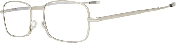 TUMI - VTU802 Unisex Folding Reading Glasses - Blue Light Blocking Eyeglasses for Men & Women - Stylish Rectangle Eyewear - 10mm - Silver