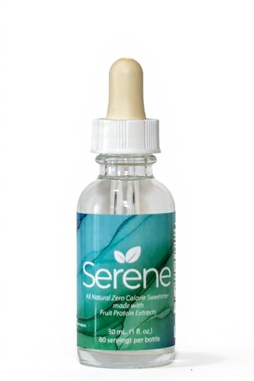 Serene All Natural Zero Calorie Sweetener, Natural Fruit Protein Extract Drops, Sugar Free, 30mL, 60 Servings