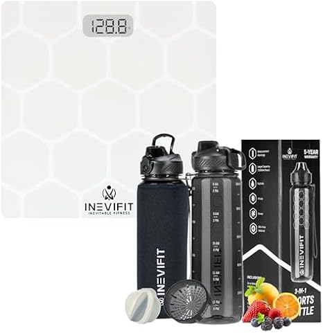 INEVIFIT Hydration & Wellness Bundle, Digital Bathroom Scale & 3-in-1 Sports Water Bottle for Active Lifestyles