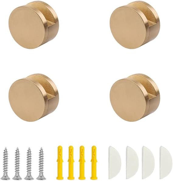Mirror Clip Glass Clips Clamps Holder Round Shape Wall-Mounted Mirrors Bracket Bathroom Mirrors Supporting Sheet Nail Dresser Mirror Fixed Fitting for 5-11mm Thick Mirror (4Pcs)
