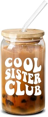 NewEleven Galentines Day Gifts For Sister From Sister, Brother - Unique Birthday Present For Sisters, Soul Sis, Big, Little Sisters, Sis In Law, Sibling, Bestie - 16 Oz Coffee Glass