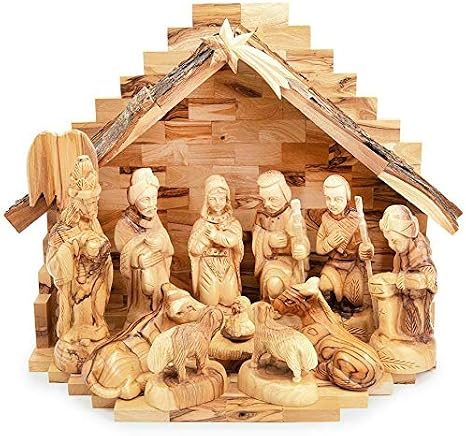 Handcarved Bethlehem Olive Wood Nativity Set - Traditional Carving by Lion of Judah Market