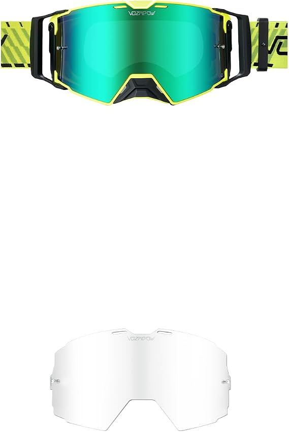Dirt Bike Goggles Over Glasses Anti-Fog with Replacement Lens (Clear)