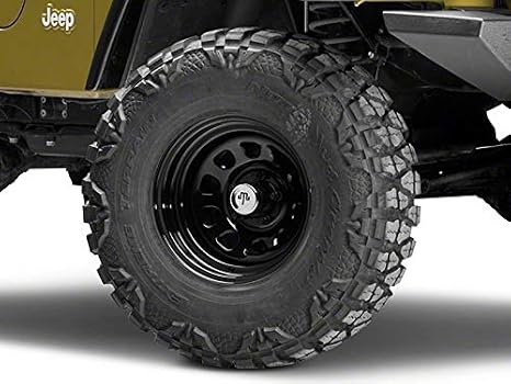 Mammoth D Window Black Wagon Wheel Edition Steel Wheel; 15x8; -19mm Offset Compatible For 97-06 Jeep Wrangler TJ