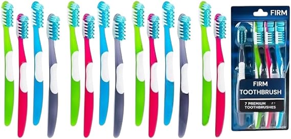 AIAG Extra Firm Adult Toothbrush, Bulk 7 Count (Pack of 2) Total 14 Toothbrushes, Colors May Vary Premium Quality