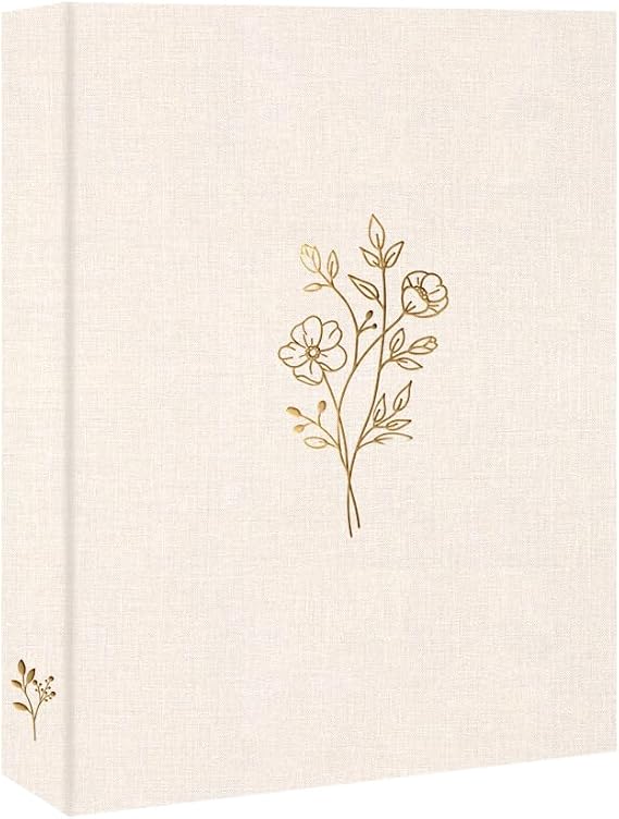 Holoary 5x7 Photo Album 200 Photos, 200 Pockets Picture Album, Linen Fabric Cover Big Picture Book for Photos with Writing Area, Photo Album 5x7 for Family Weddings Travel Memories(Beige)