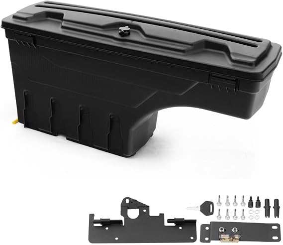 G-PLUS Truck Bed Storage Box Tool Box Left Driver Side Compatible With 2005-2020 Toyota Tacoma Black Rear Tool Box