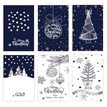 12 Pack Small Size Merry Christmas Greeting Cards & Envelopes, 4" x 6" Size, Merry Christmas Cartoon Holiday Style Greetings Cards, Pack of 12, 2X6 Blue