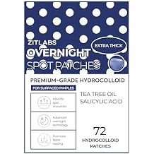 Pimple Patches for Face | Hydrocolloid Acne Patches with Tea Tree Oil & Salicylic Acid | For Zits, Blemishes, Breakouts | Medical-Grade Hydrocolloid | Overnight PM Patches | Pack of 72