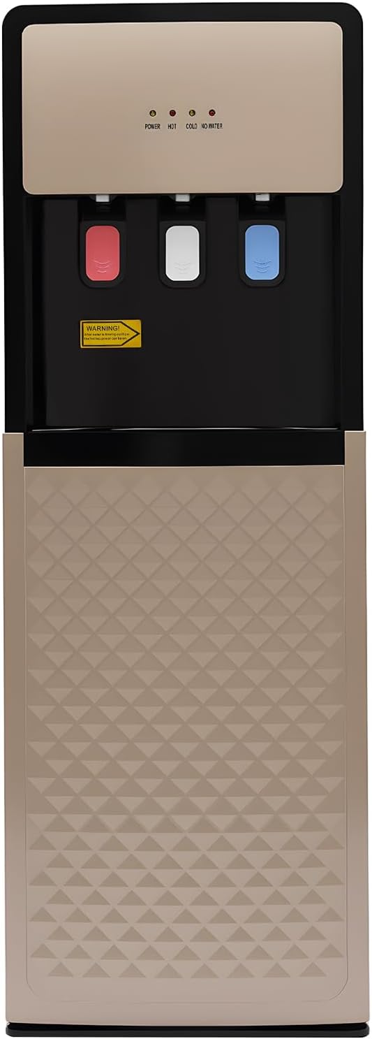 Under Counter Water Cooler Dispenser with Hot & Cold Water, 3-Temperature Built-in Refrigeration System for Home, Kitchen, Office, Champagne Gold 110V
