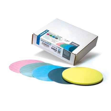 Hi-Tech Topcoat Finishing Disc Starter Kit, Sanding Discs, No Holes, SP19358, Super Assilex + Super Buflex, K1500 - K3000, 20 Discs + Pad