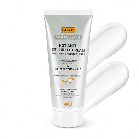 GUAM Seaweed Anti Cellulite Hot Cream FIR Infrared Cellulite Cream for Thighs and Butt Caffeine Cellulite Cream & Skin Firming Body Cream with Black Tourmaline Slimming Body Cream (6.7 oz)