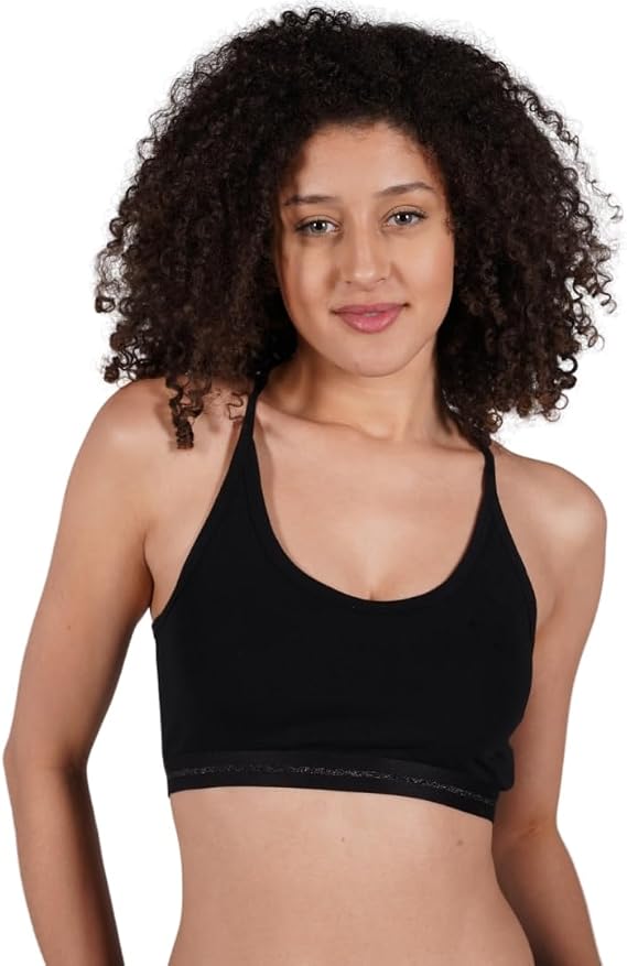 ORGANICKID Womens Organic Cotton Soft String Crop Top Bralette GOTS Certified Sports Bra