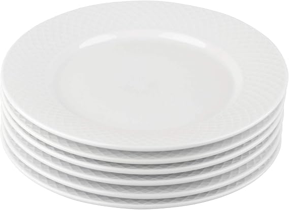 Wilmax WL-880100/A Julia Collection White Porcelain Round Dessert Plate 8 Inch - 6 Pieces