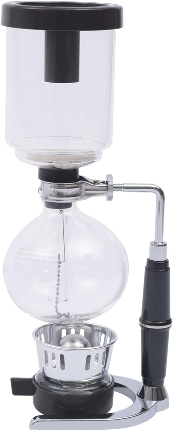 Siphon Syphon Coffee Maker, Tabletop Glass Siphon Pot with Stainless Steel Base, Siphon Vacuum Coffee Maker for Home, Coffee Shops, Offices