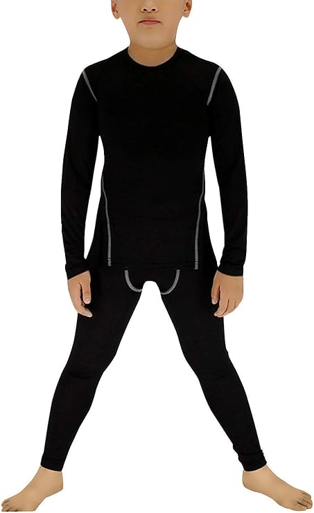 Boys Thermal Underwear Set Long John Skin Base Layer Tops