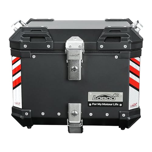 Loboo Motorcycle Top Case 45L for BENELLI TRK552X2024- PIKE TRACKER SERIES Aluminum Alloy Motorbike Tail Box with Leather Lining, Waterproof Detachable Motorcycle Top Box