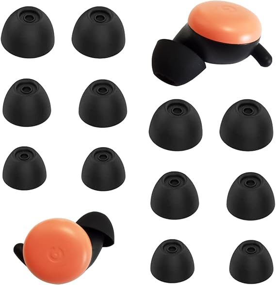 Replacement Earbuds Tips/Ear Tips for Google Pixel Buds A/2 - Soft Silicone for Noise Isolation & Secure Fit, 3 Pairs (S/M/L), Black
